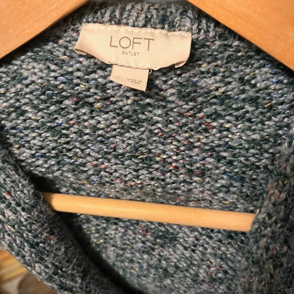 Ann Taylor Loft Outlet Teal Marled Sweater L - Picture 4 of 6